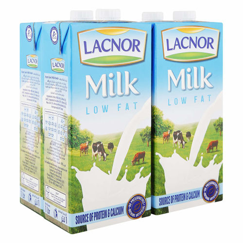 Buy Lacnor UHT Long Life Milk Low Fat 1 Ltr Pack of 4 Online
