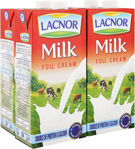 Buy Lacnor UHT Long Life Milk Full Cream 1 Ltr Pack of 4 Online