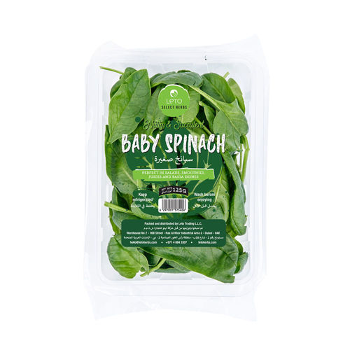 Leto Baby Spinach (Premium) 125g – Fresh, tender spinach leaves rich in vitamins and nutrients.